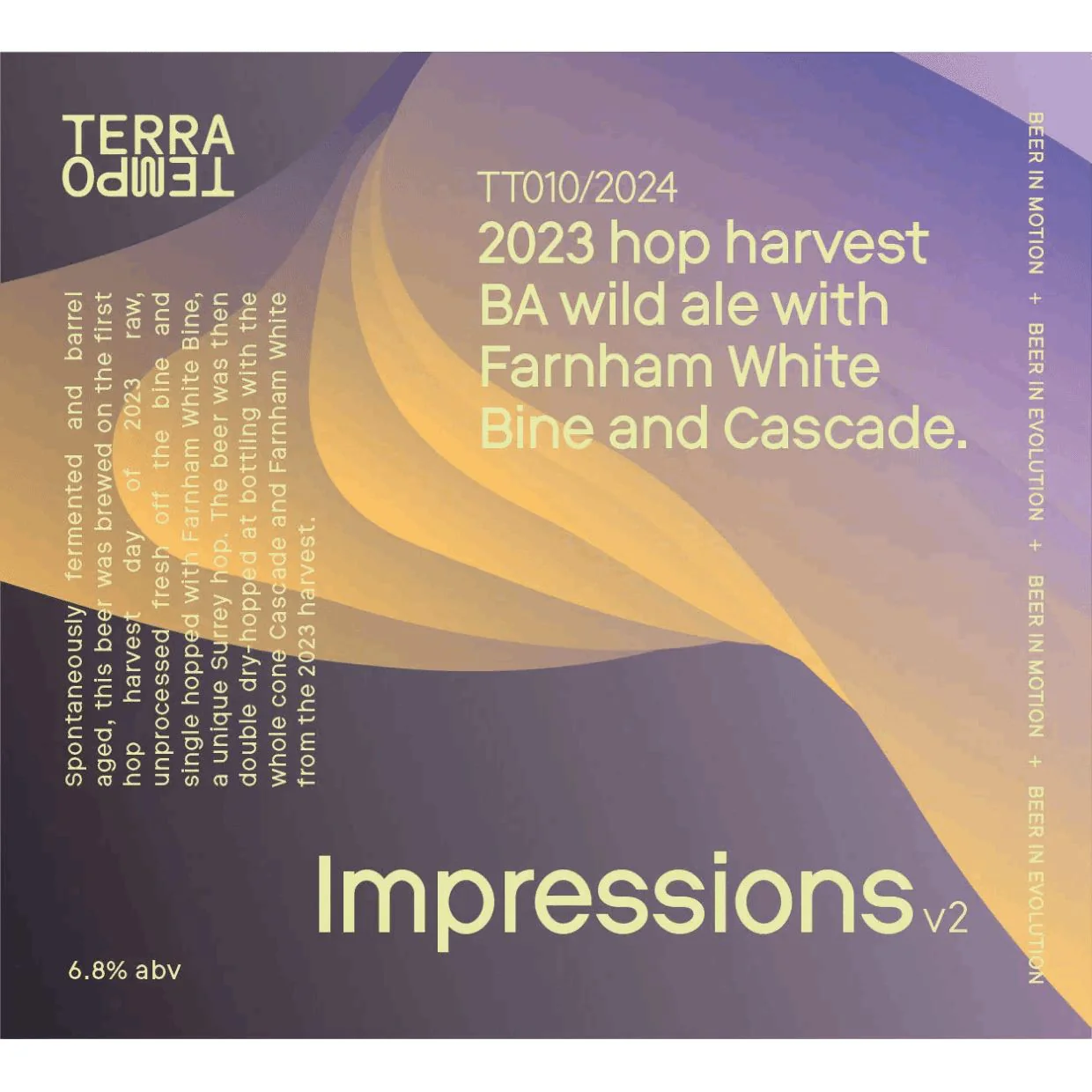 Terra Tempo Impressions v2 2023 hop harvest BA wild ale with Farnham white bine and cascade 750ml (6.8%) - Image 2