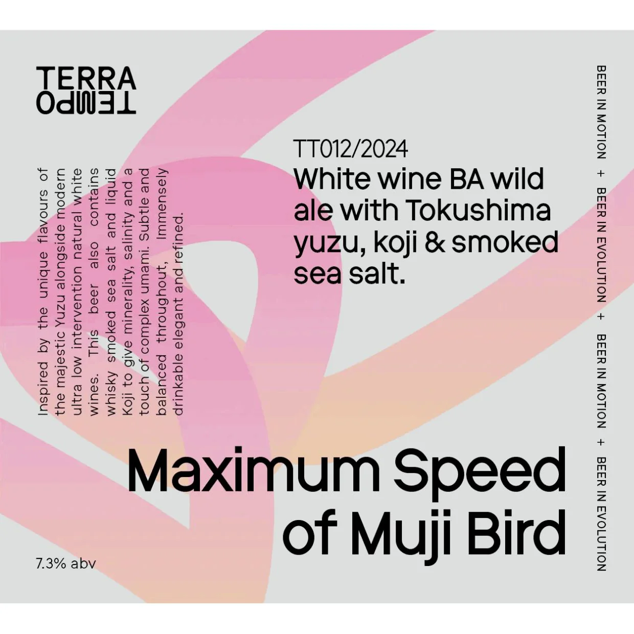Terra Tempo Maximum Speed of Muji Bird White Wine BA wild ale with Tokushima Yuzu, Koji and smoked sea salt 750ml (7.3%) - Image 2